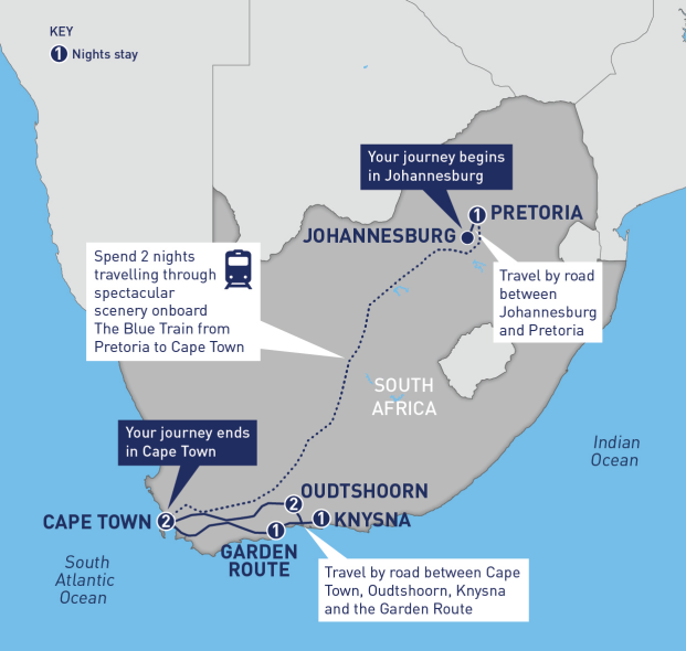 Blue Train Route Map The Blue Train And Garden Route | Railbookers