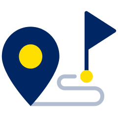 Route marked by pin and flag