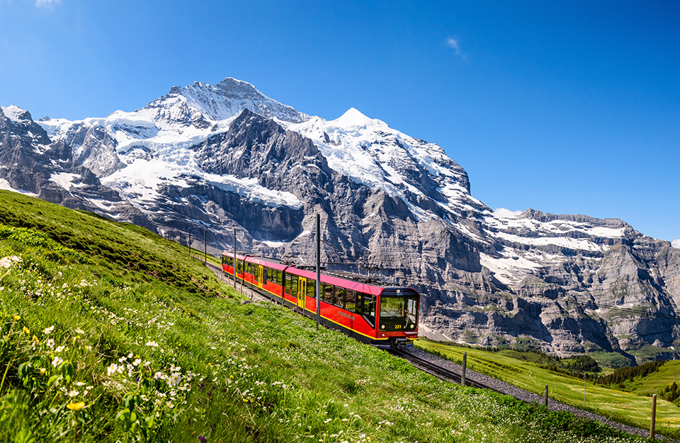 Jungfrau Railway climbing through the Swiss Alps