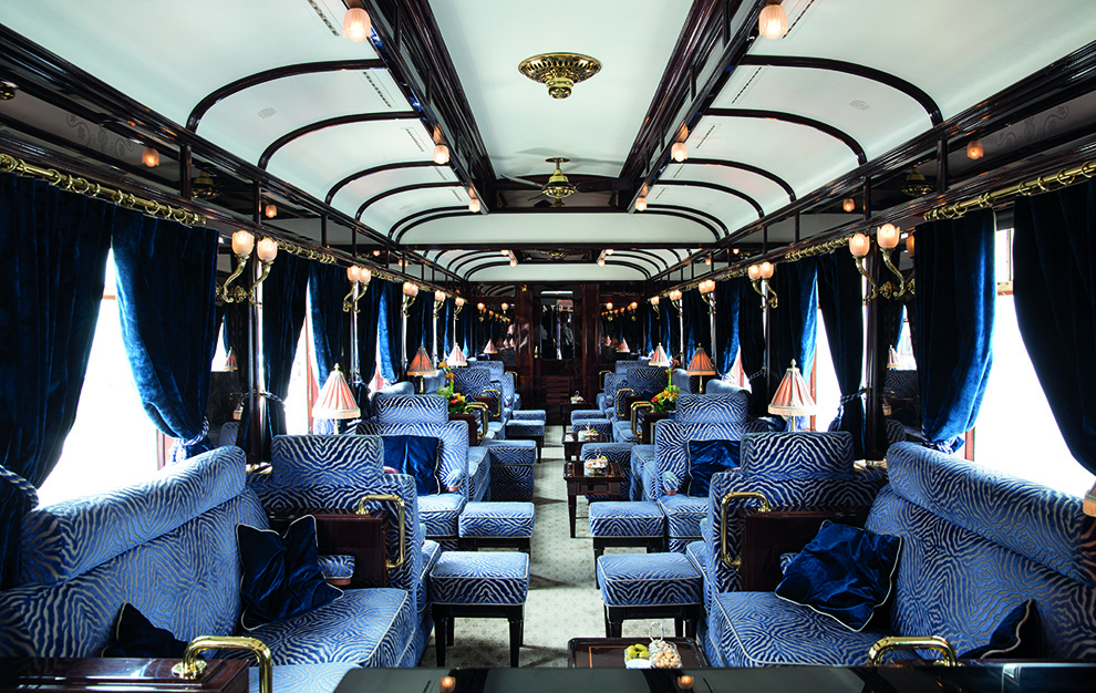 Inside the lounge car onboard the famous Venice Simplon-Orient-Express