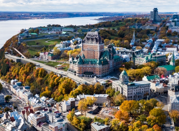 Aerial Frontenac Castle in Quebec