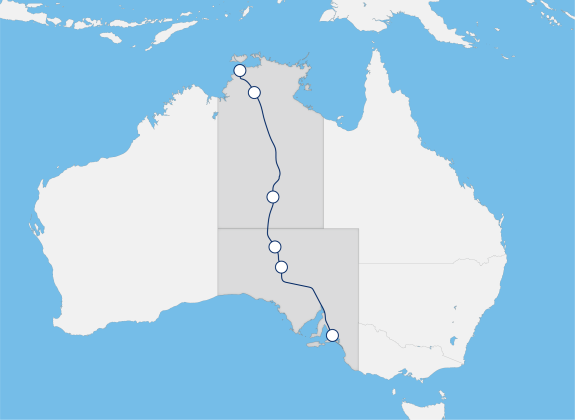 The Ghan rail route