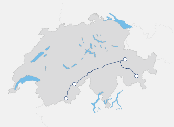 Glacier Express rail route map