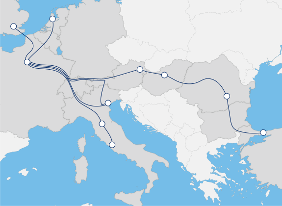 Venice Simplon-Orient-Express rail route map rollover