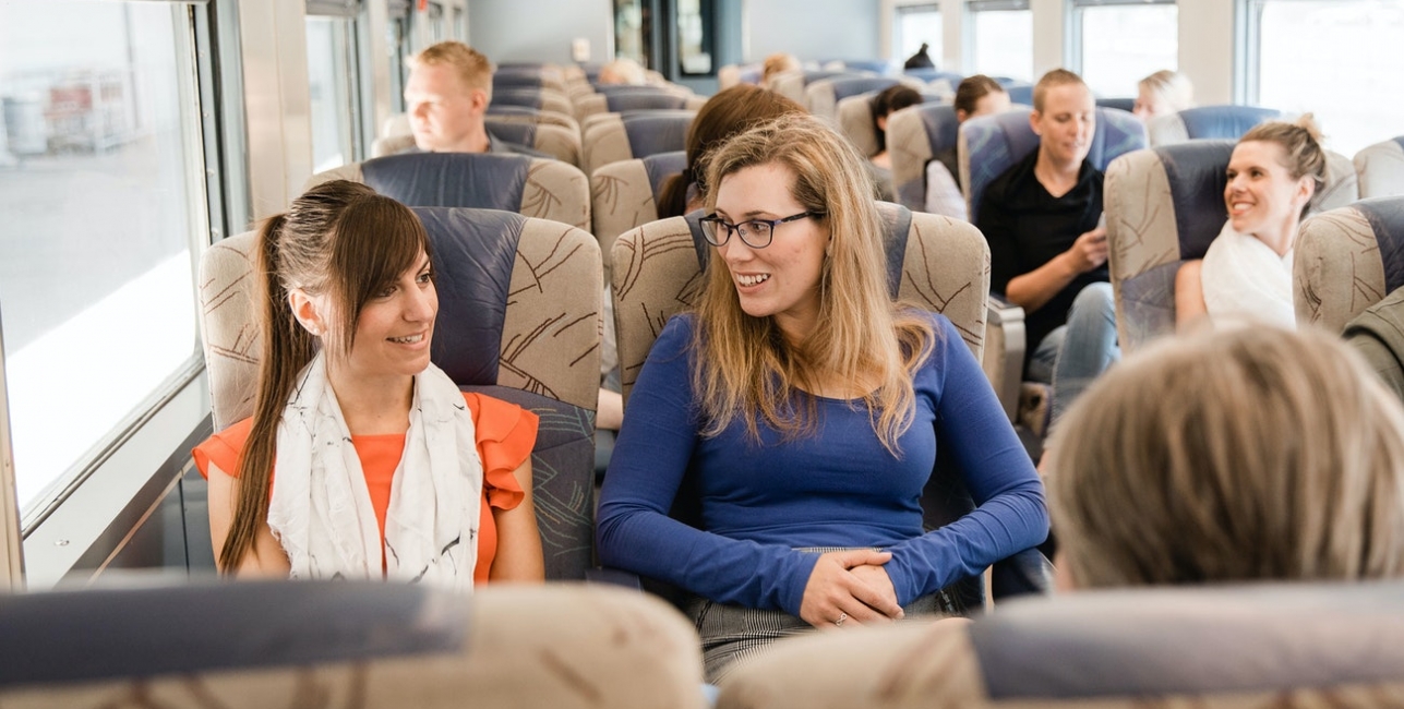 Red Service class seating onboard The Overland train in Australia