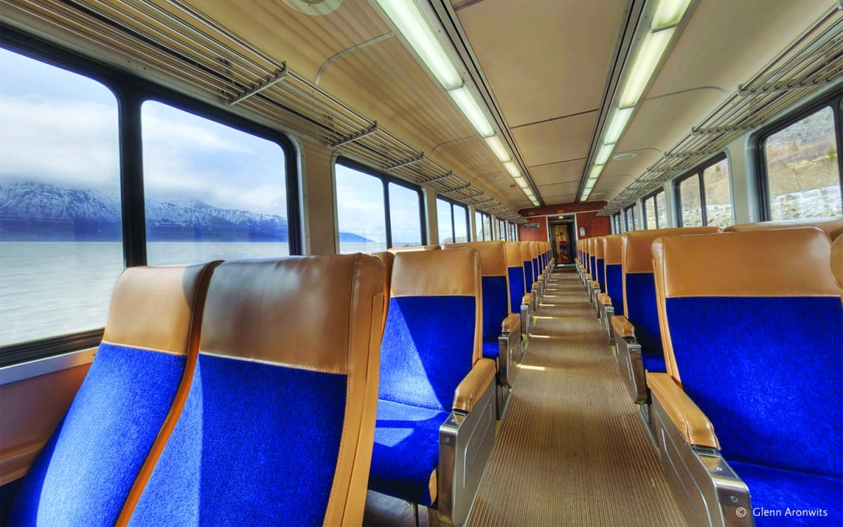 Seating in Adventure Class onboard the Alaska Railroad