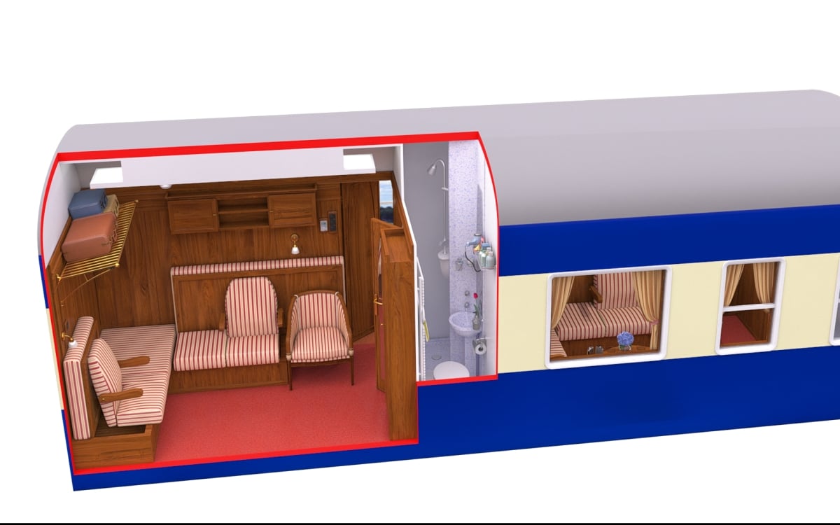 Deluxe Cabin Daytime view Diagram on the Golden Eagle Danube Express