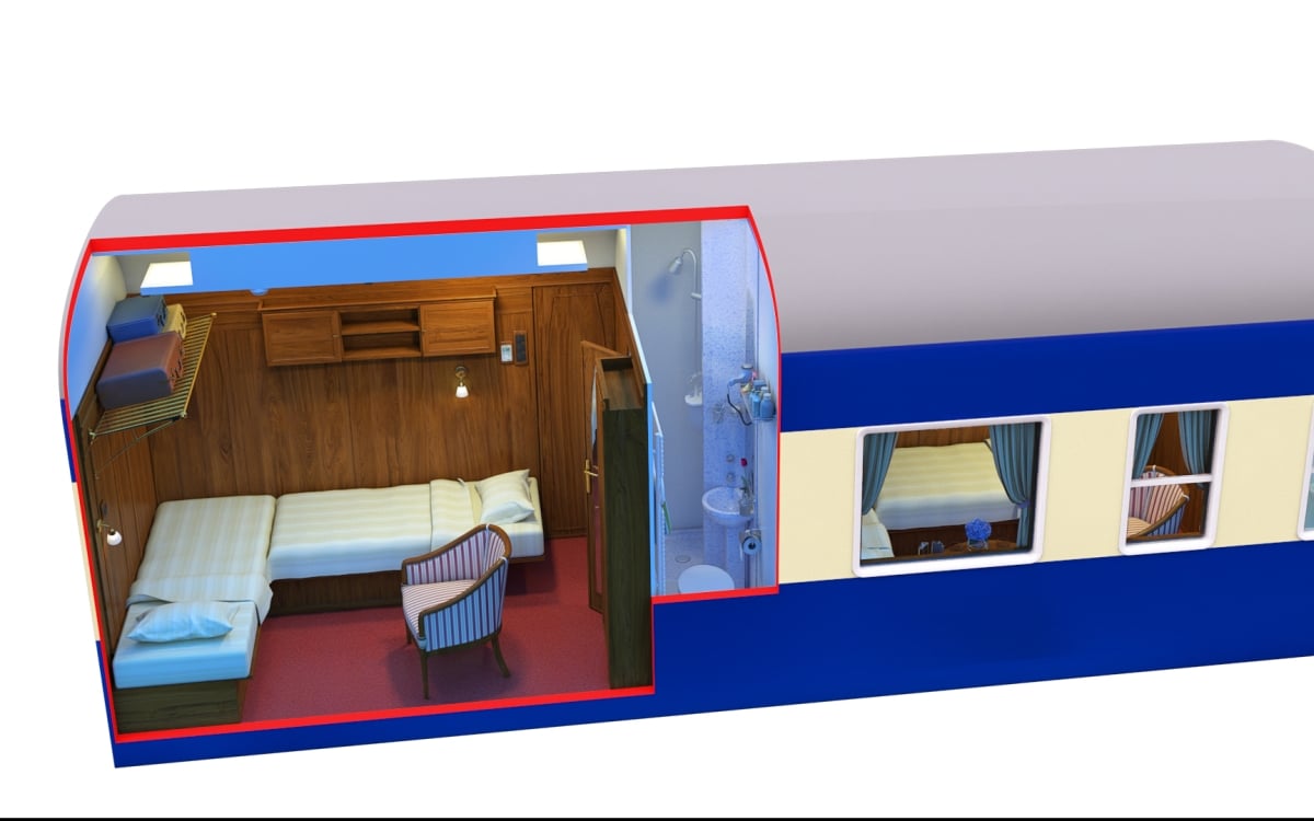 Deluxe Cabin Night view Diagram on the Golden Eagle Danube Express