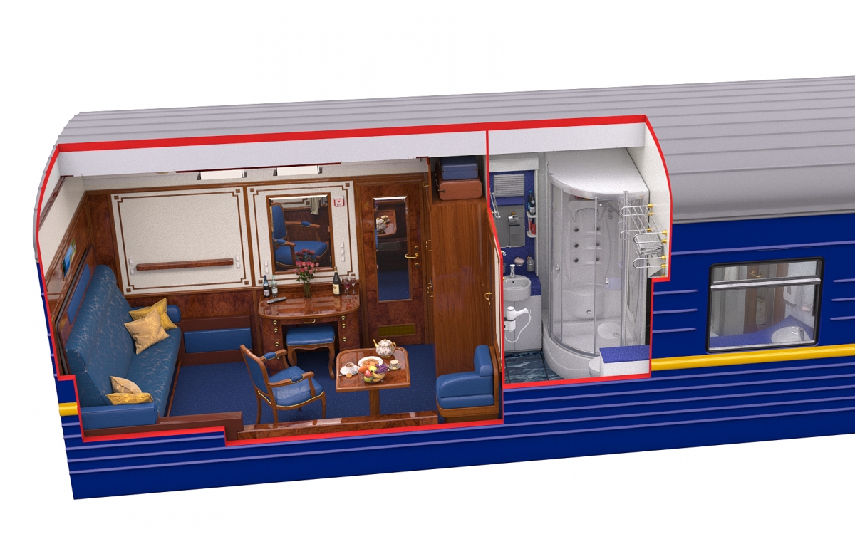Imperial Suite onboard the golden eagle trans siberian day view diagram