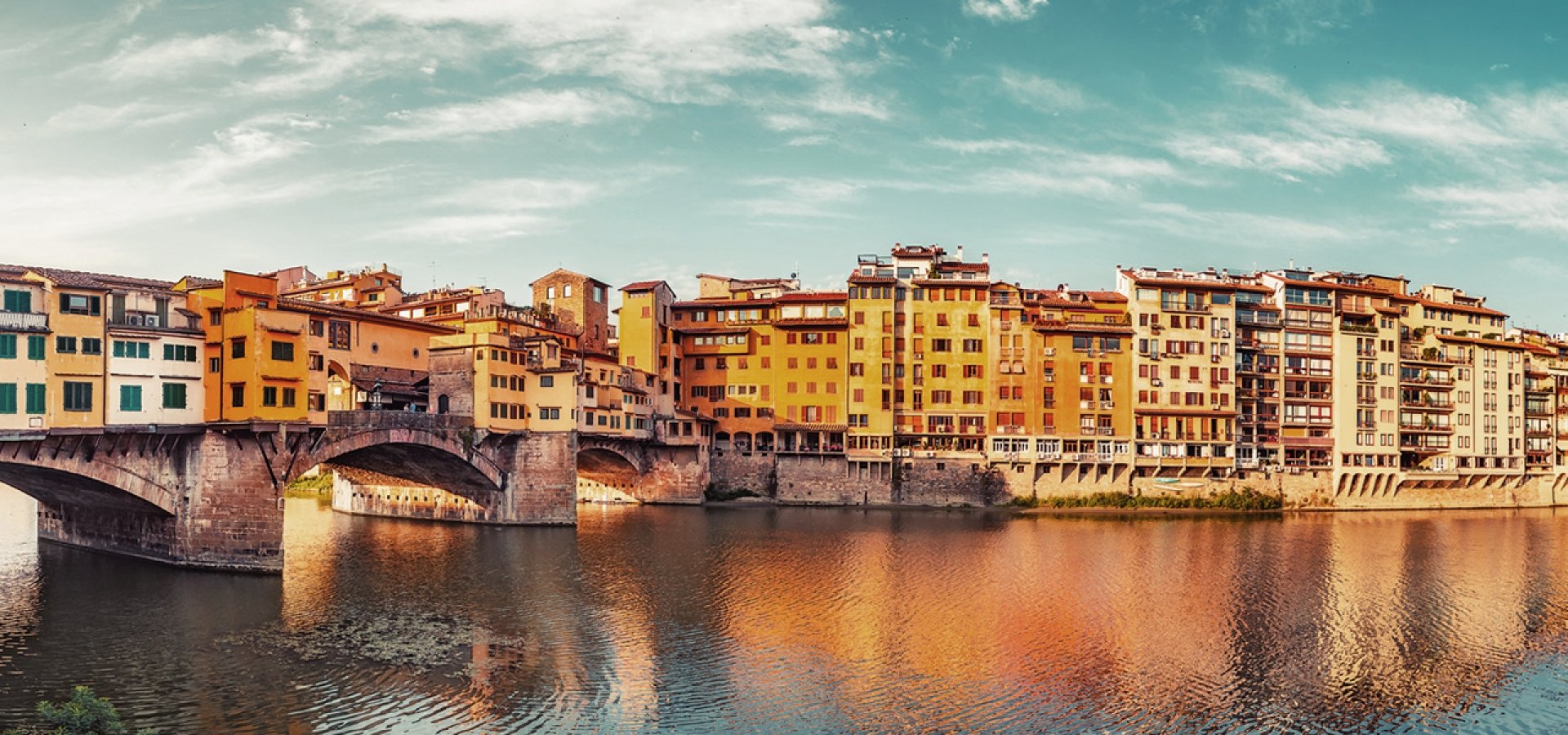 Florence, Italy buildings on the wanters in Florence, Italy.
