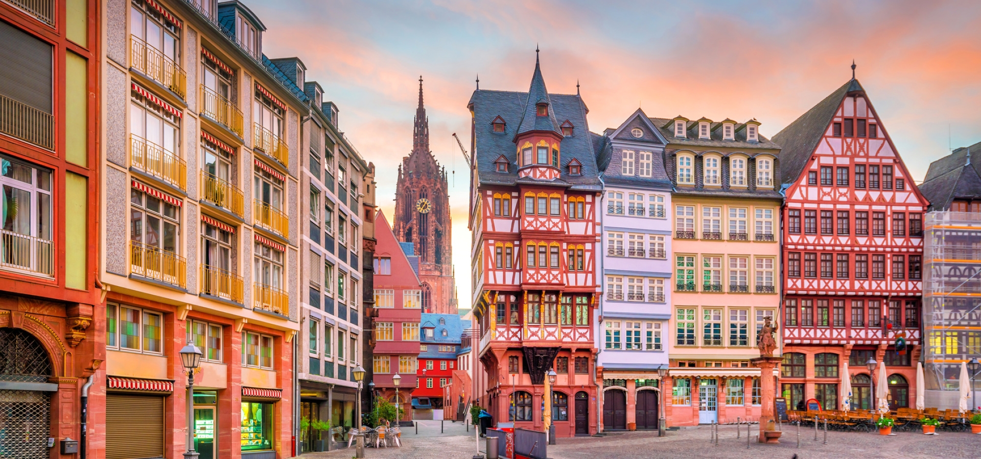 Frankfurt Old town square romerberg at twilight
