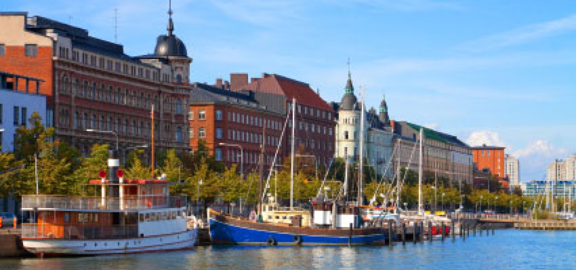 Buildings and boats at Helsinki, Finland