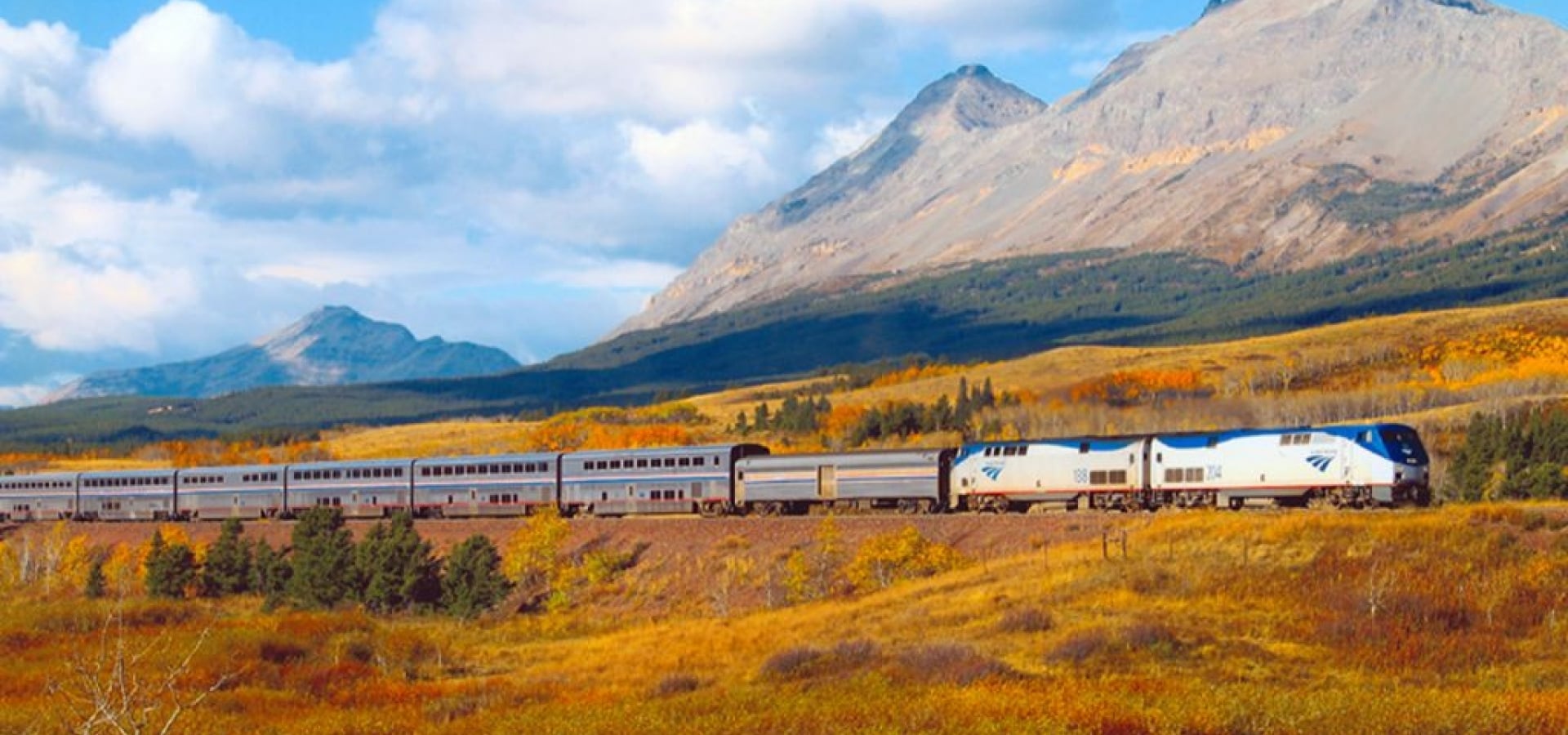 Amtrak's California Zephyr train in beautiful field