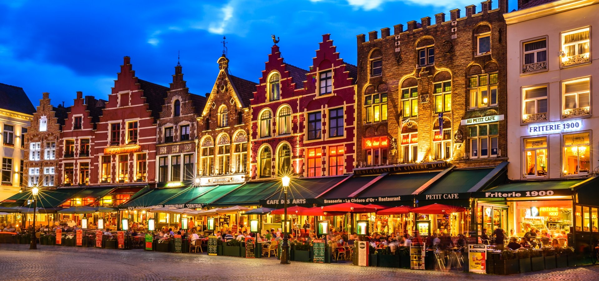 winter time at the Market Square of Bruges, Belgium