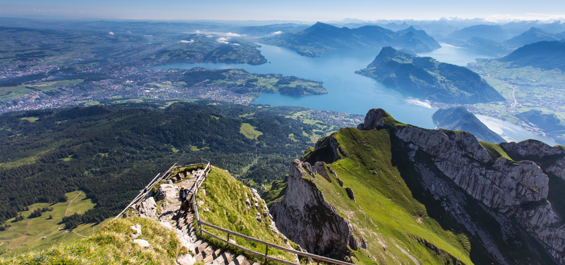Looking down to Lake Lucerne from the summit of a mountain