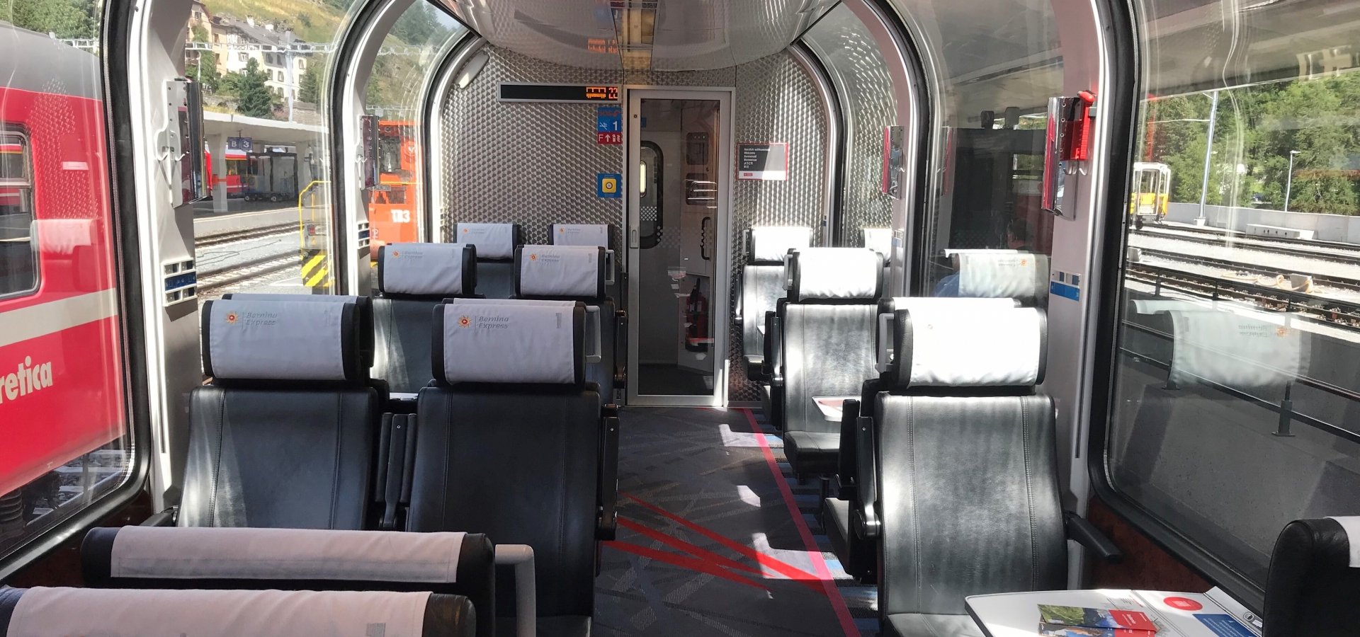 Bernina Express first-class interior seating view