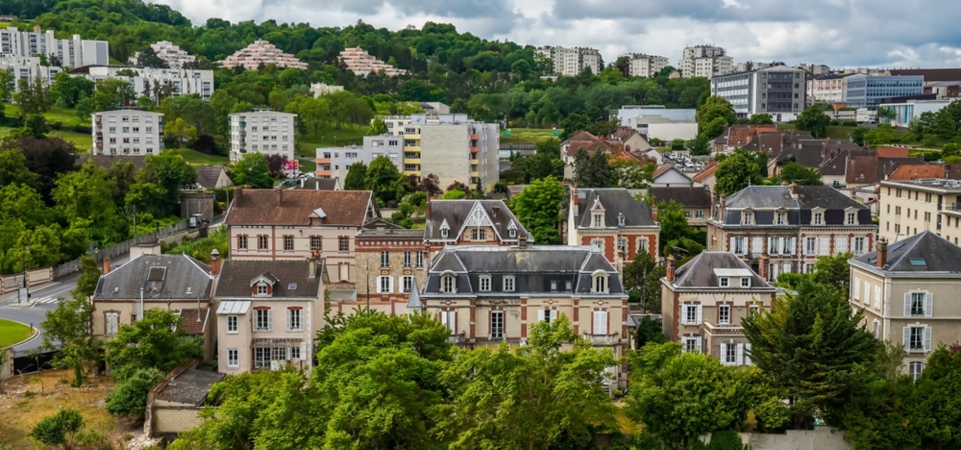 Aerial view of Epernay, the Capital of Champagne, Region Champagne-Ardenne, France