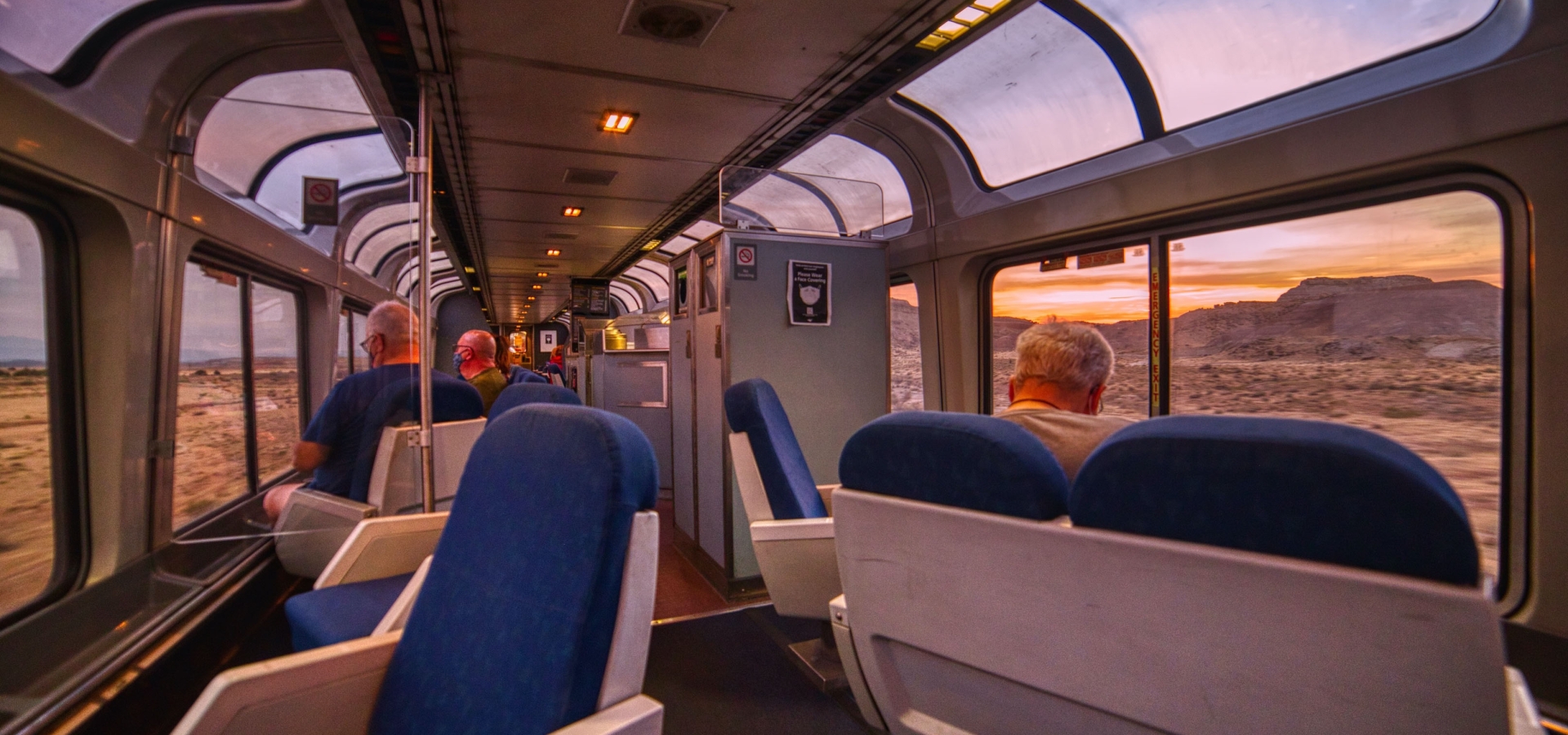 observation car onboard Amtrak in the USA