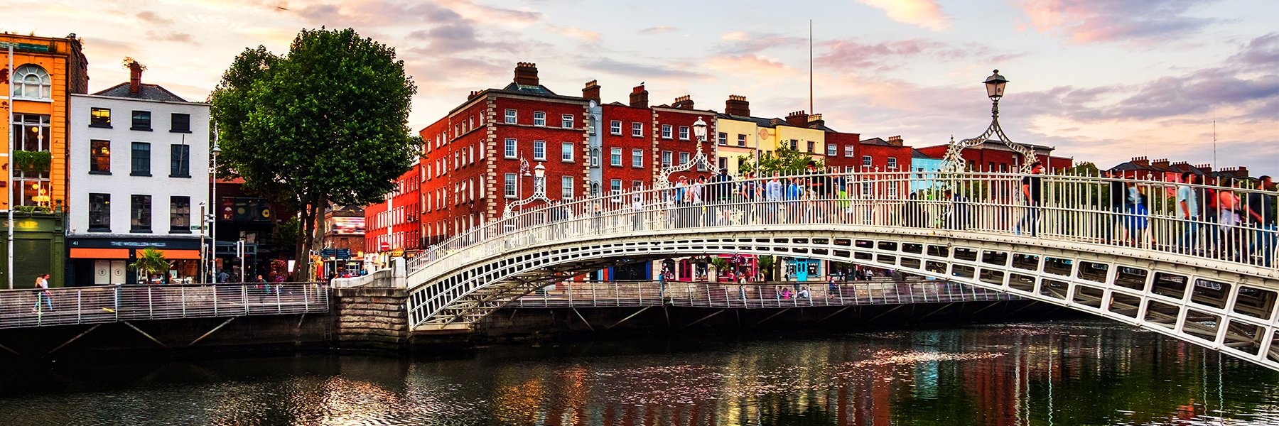 Dublin, Ireland city view by a bridge