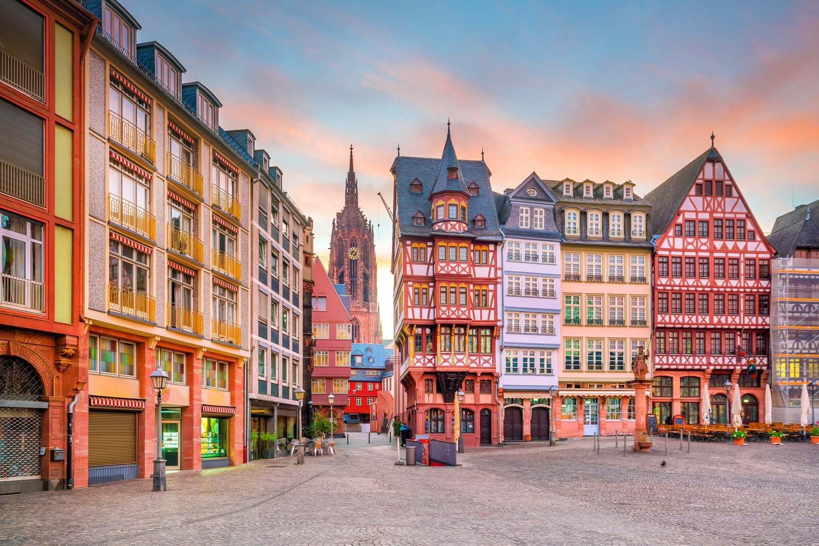 Frankfurt Old town square romerberg at twilight