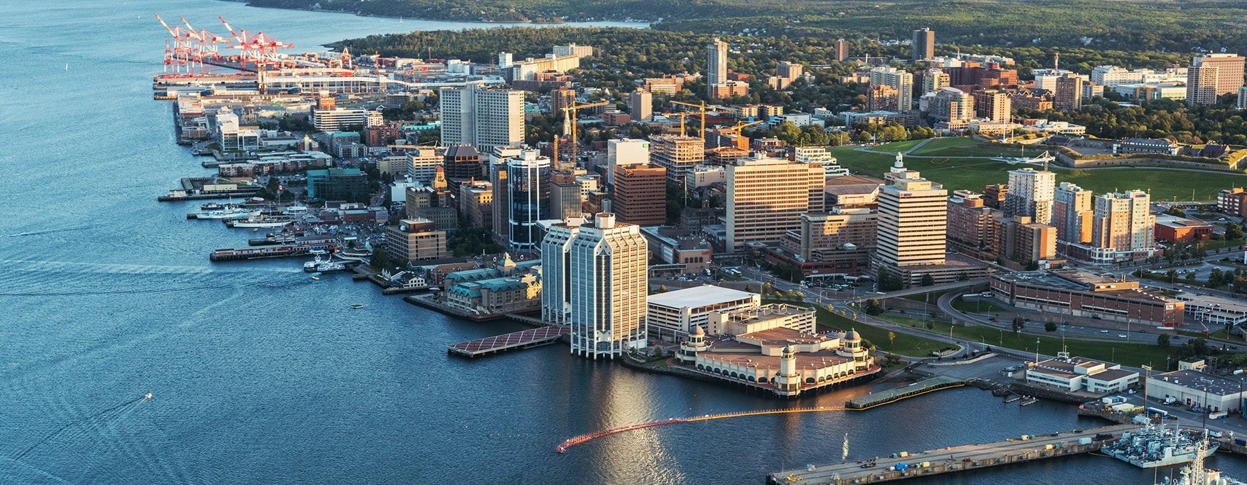 Aerial view of the harbour and the city of Halifax in Nova Scotia, Canada