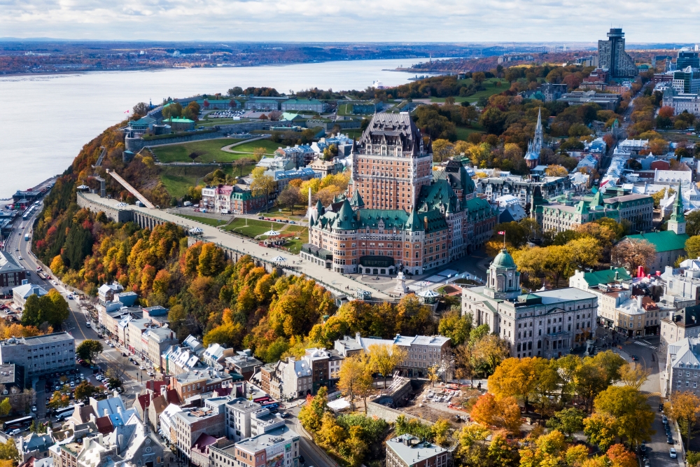 Aerial Frontenac Castle in Quebec