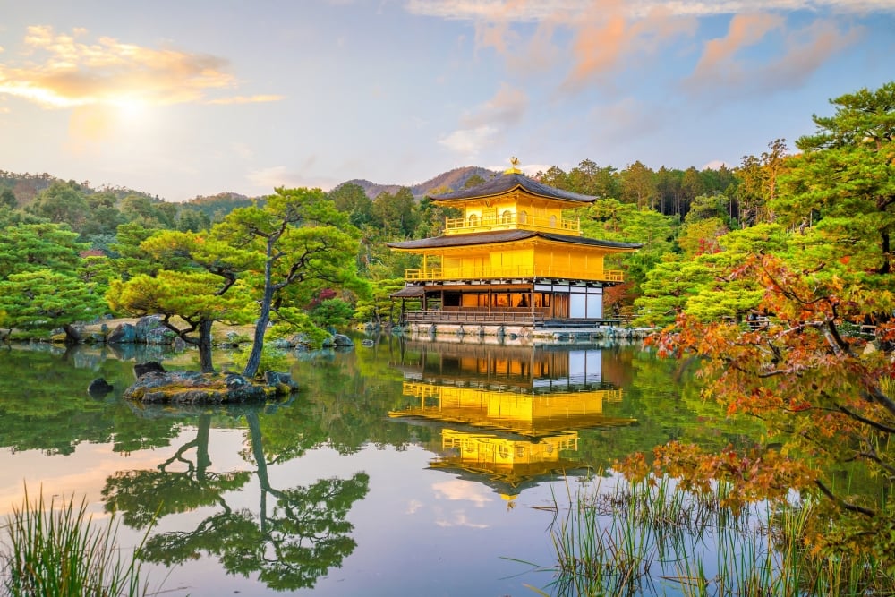 Kinkakuji Temple in Kyoto, Japan in Autumn