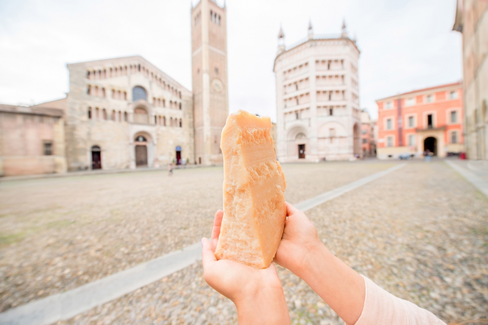 Parmesan cheese in Parma town