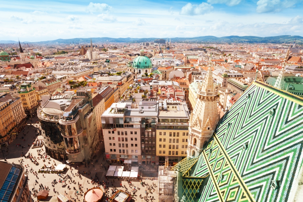 Stephansplatz and cityscape of Vienna