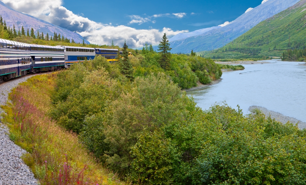 alaska railroad train in alaska