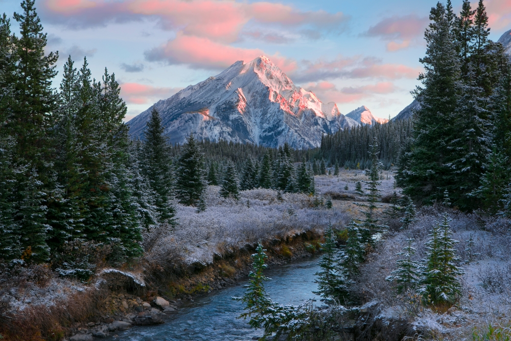 sunrise view of the Canadian Rockies